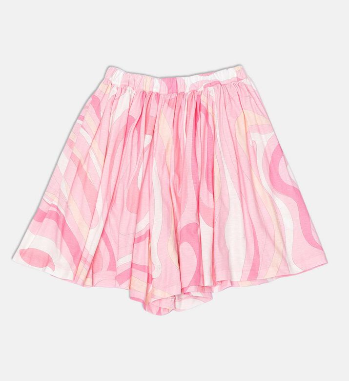 Abstract-print Elastic Waist Skirt