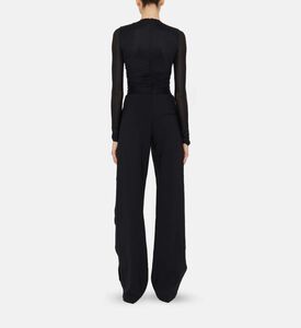 بلوزة طويلة الأكمام بفتحة