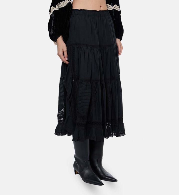 Sea NY Tiered Gathered Panels Maxi Skirt, Model View