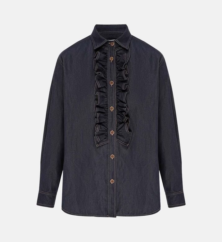 Ruffle Detail Denim Blouse