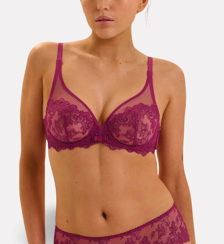 Simone Perele Plunging Underwired Bra, Pink, 100, D, Model View