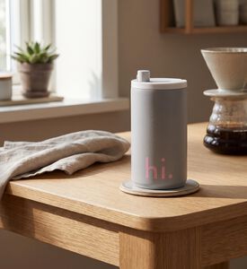 Design Letters Life Tritan Mini Travel Mug, Grey, 350-ml, Model View