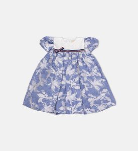 Floral-embroidered Flared Dress