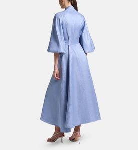 Carter and White Nadi Bishop Sleeves Waist-tie Dress, Model View