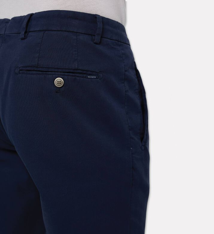 Hackett London Tricotine Button Closure Slip Pockets Pants, Navy, 32, Model View
