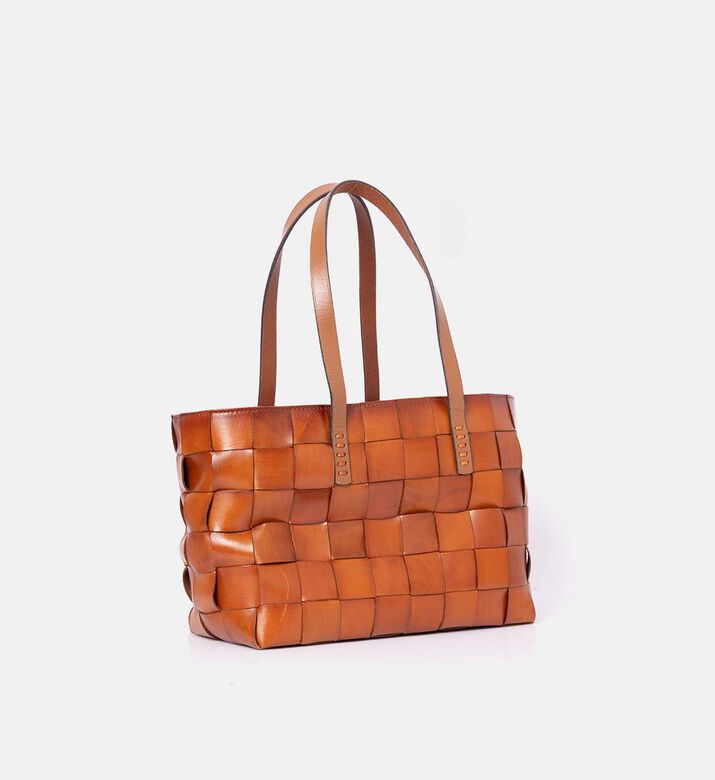 Dragon Diffusion Japan Handwoven Leather Tote Bag, Light-brown, Packshot View