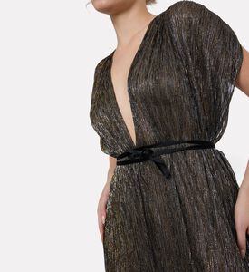 Blue For Burgundy Glitter Thread Pleated Maxi Dress, Model View