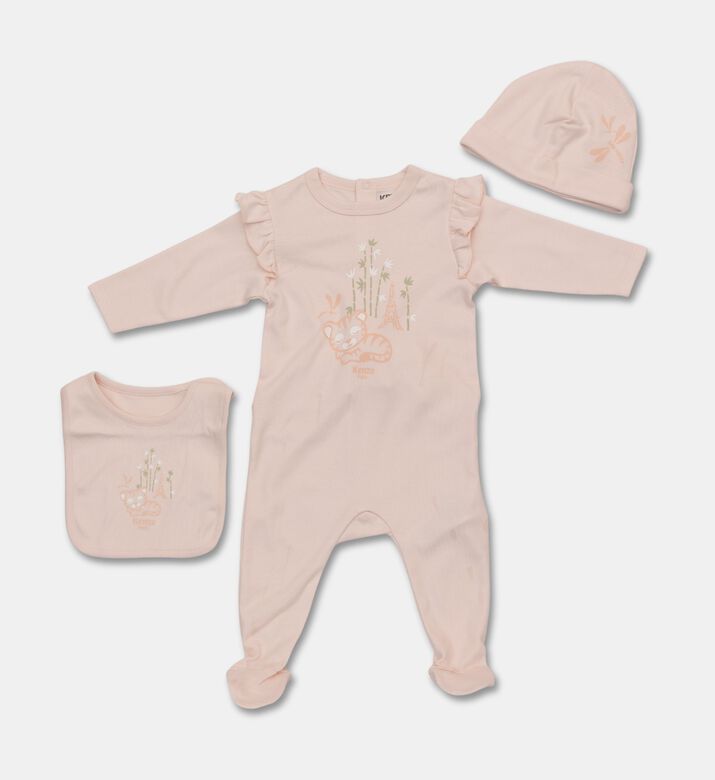 Kenzo Flutter-sleeve Pajama Beanie Bib Gift Box, Packshot View