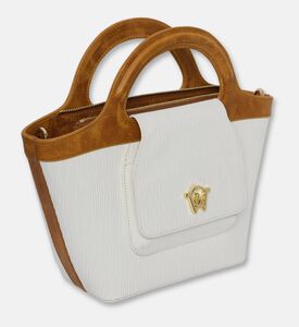 Manc Juliette Logo Plaque V-shaped Mini Tote, White, Packshot View