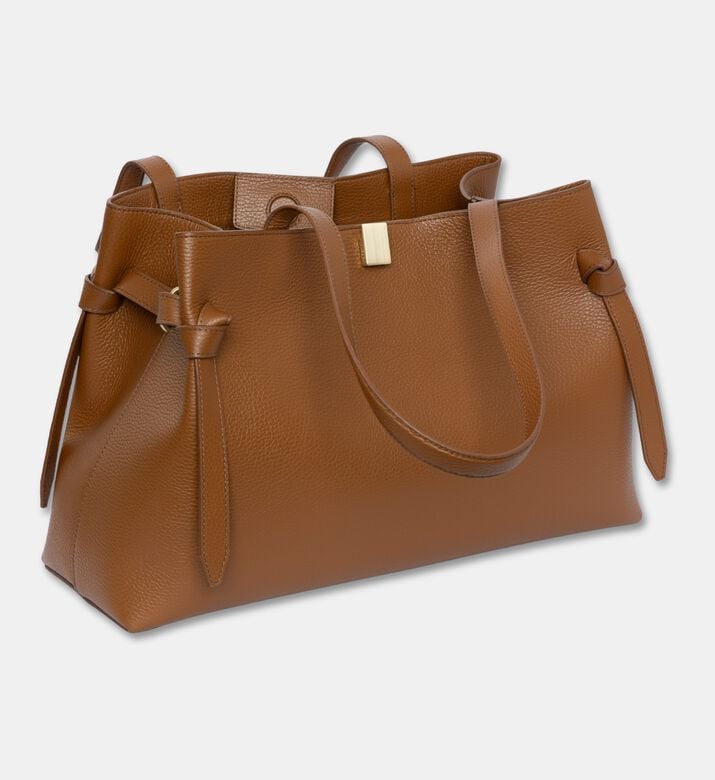 Yuzefi Gyoza Leather Top Handle Tote Bag, Brown, Packshot View