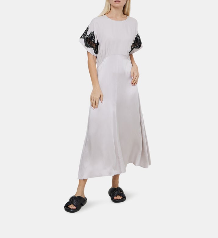 Lace-inserts Flared Midi Dress Lace-inserts Flared Midi Dress