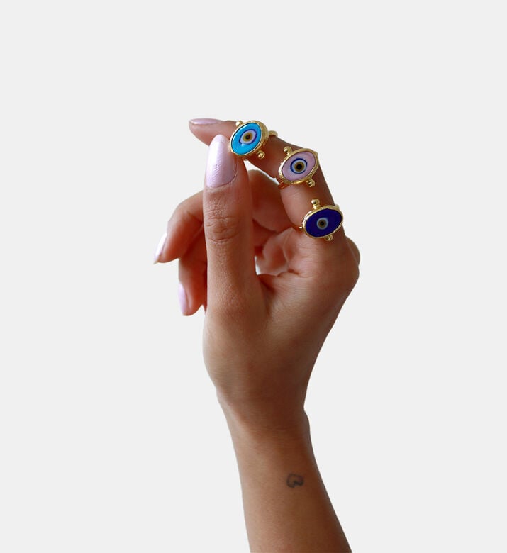 Ottoman Hands Evil Eye Design Ring, Pink, S, Packshot View Ottoman Hands Evil Eye Design Ring, Pink, S, Packshot View