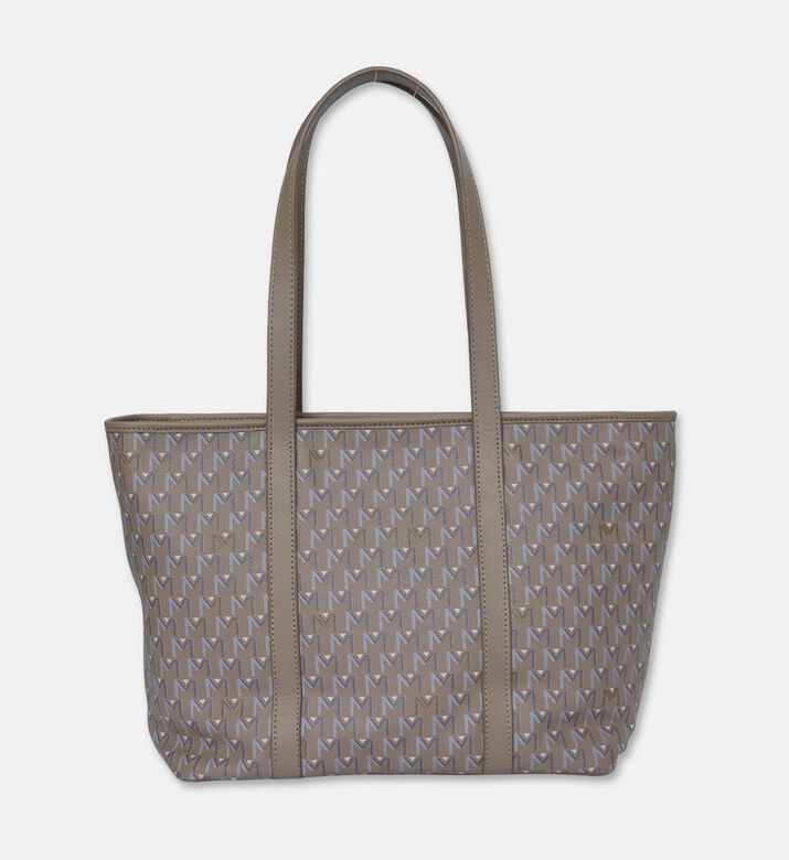 Maya.M All-over Monogram Medium Zip Tote Bag, Greige, Packshot View