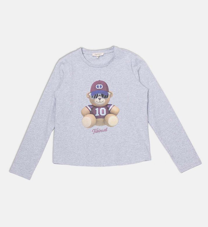 Knit Teddy Bear-print Top