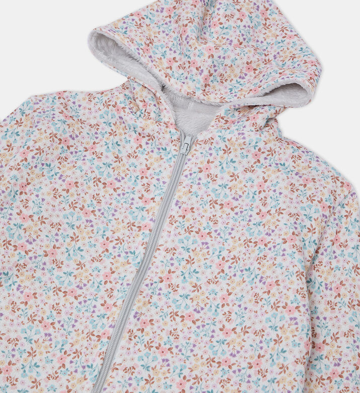 جاكيت بغطاء رأس برباط بطبعة أزهار جاكيت بغطاء رأس برباط بطبعة أزهار