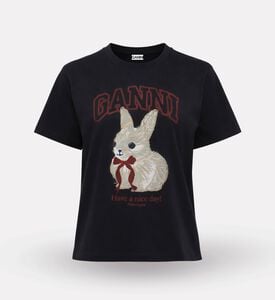 Ganni Embroidered Bunny Portrait T-shirt, Packshot View