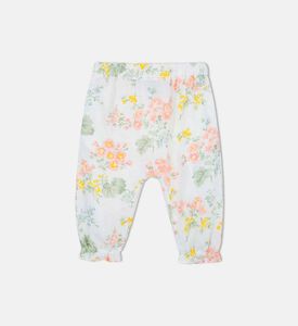 Floral-print Linen Harem Girls Pants