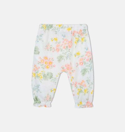 Floral-print Linen Harem Girls Pants