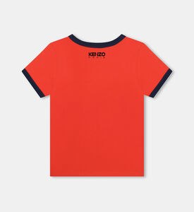 تيشيرت بأضلاع متباينة بأكمام قصيرة