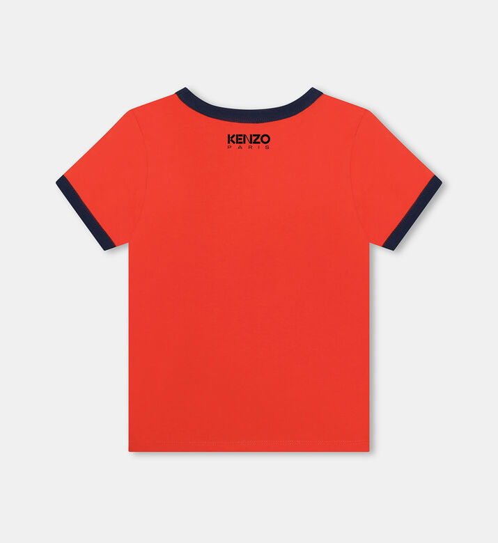 تيشيرت بأضلاع متباينة بأكمام قصيرة