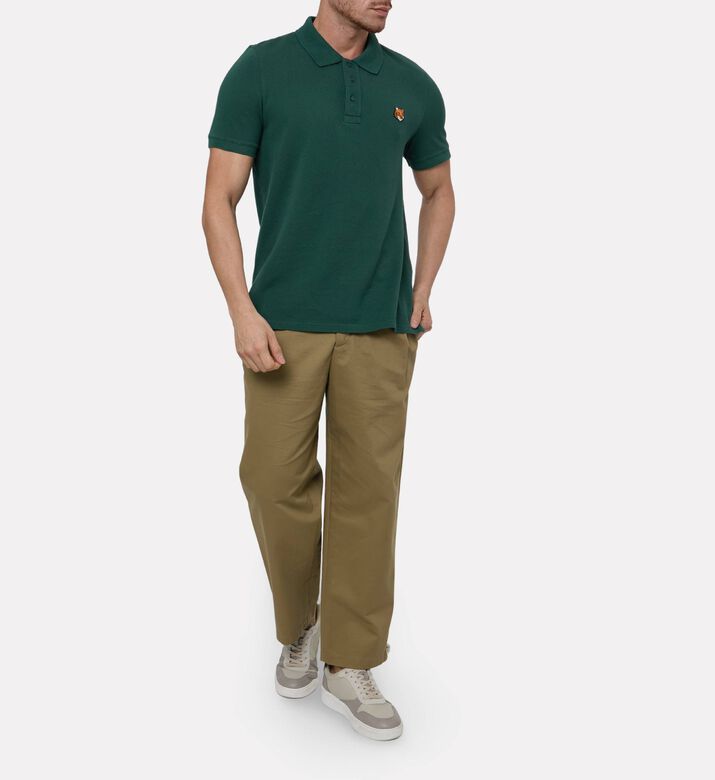 Maison Kitsune Embroidered Patch Polo Shirt, Green, S, Model View