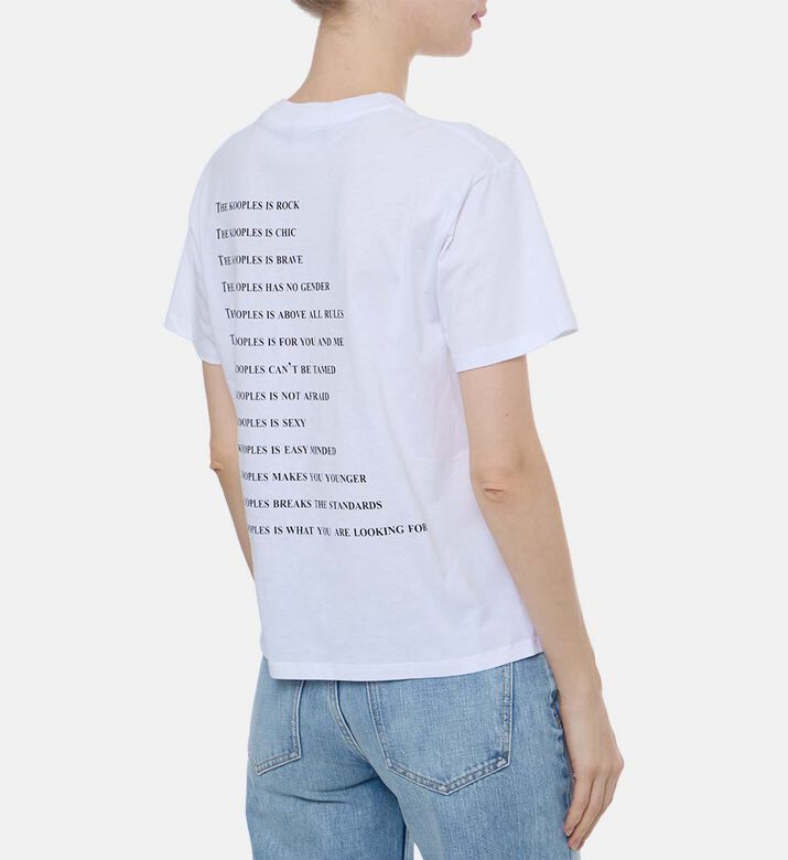 تيشيرت قصير الأكمام بطبعة شعار غرافيكي ثنائي اللون