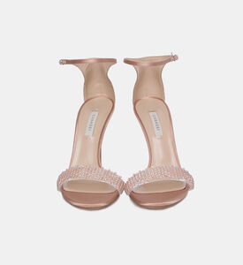 صندل بكعب عالي ساتان مرصع بكريستال