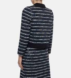 Edward Achour Paris Striped Tweed Knit Jacket, Model View