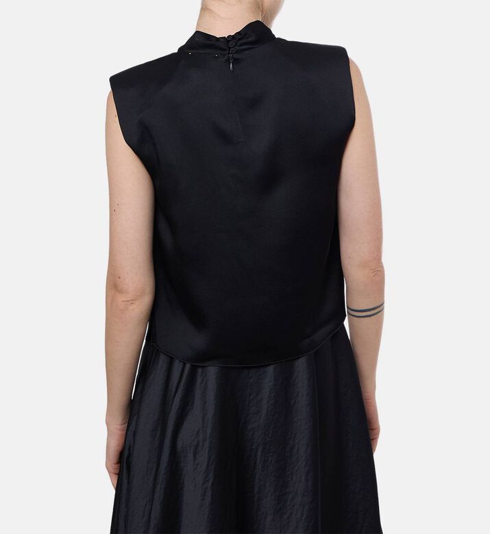 Forte-Forte Front Drape Sleeveless High-neck Top, Model View