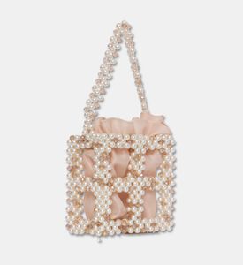 0711 Tbilisi Beaded Bucket Evening Bag, Champagne, Packshot View