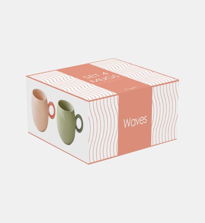 Porcelain Wave Pattern 4-piece Mug Set Porcelain Wave Pattern 4-piece Mug Set