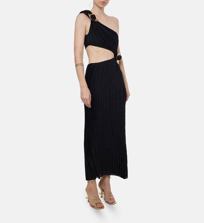 Nensi Dojaka Draped Long-sleeve Tulle Dress, Model View