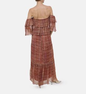 فستان طويل واسع بأكتاف مكشوفة