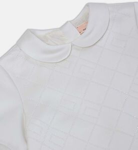 فستان قصير الأكمام بطبعة شعار على كامله