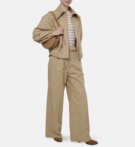 Patou Elasticated-waist Wide-leg Pants, Beige, 36, Model View