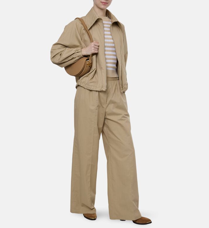 Patou Elasticated-waist Wide-leg Pants, Beige, 36, Model View
