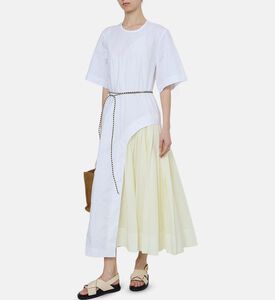 فستان متوسط الطول قطن بطيات