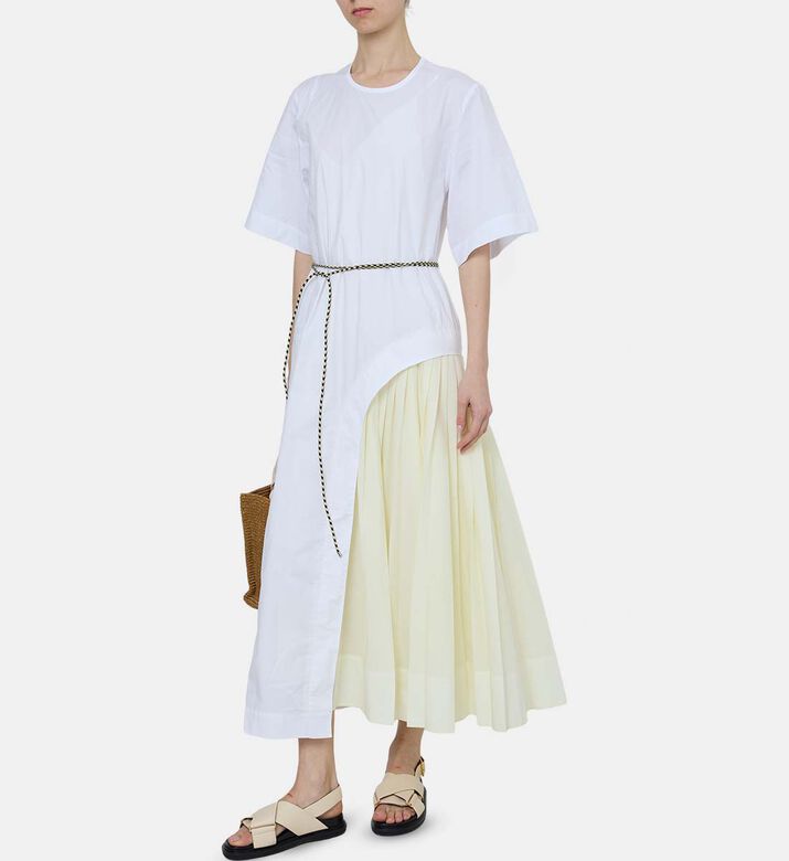 Cotton Pleated Midi Dress