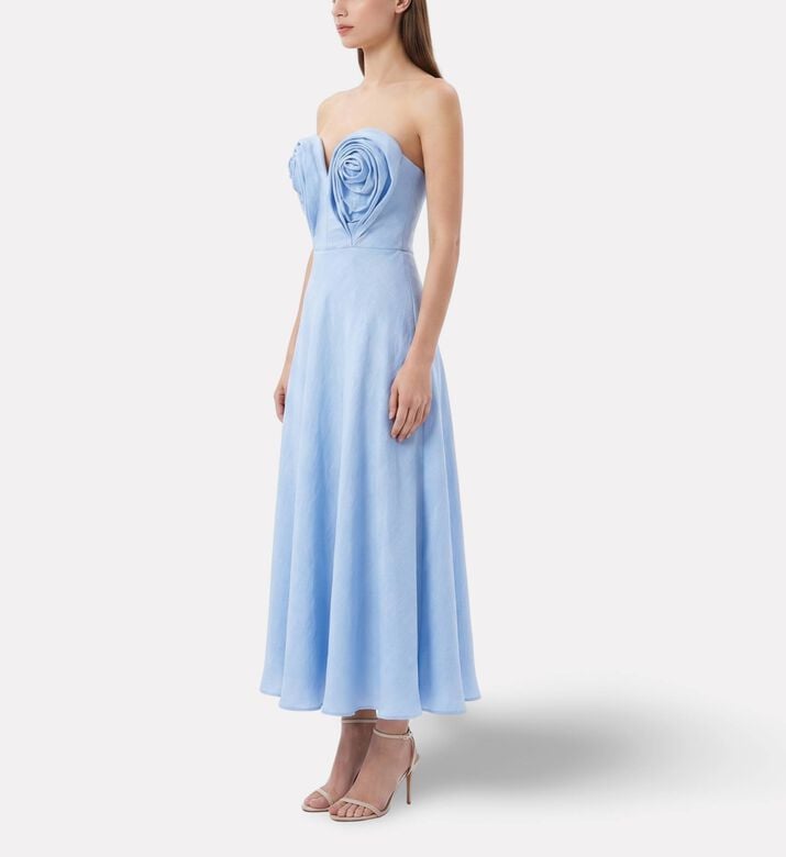 Savanna Linen Draped Sweetheart Dress, Model View