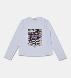 Twinset Long-sleeve Printed T-shirt, White, 14y, Packshot View