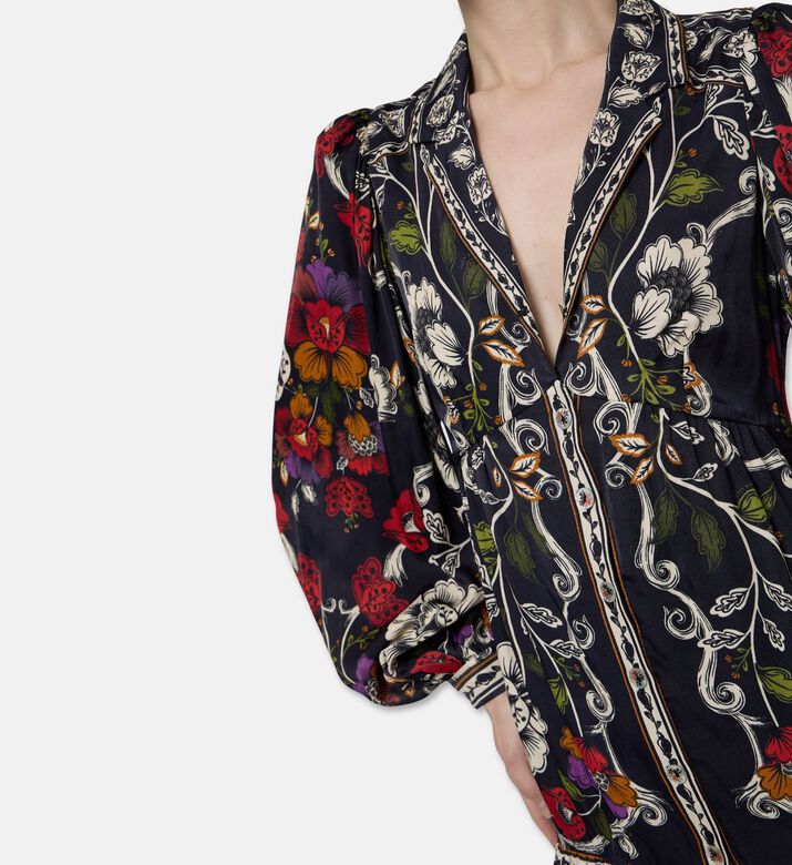 Farm Rio Rococo Floral-print Mini Dress, Model View