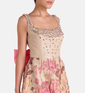 Brocade Crystal Embellished Mini Bow Dress