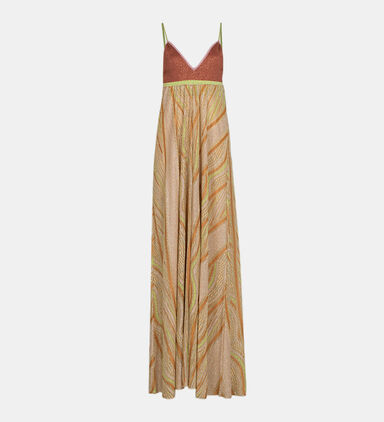 Lurex–shot Jacquard Jersey Slip Dress