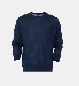 سترة بياقة مستديرة بتفاصيل جلد