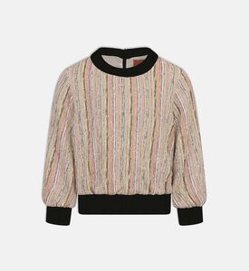 بلوزة طويلة الأكمام مخططة ومحبوكة