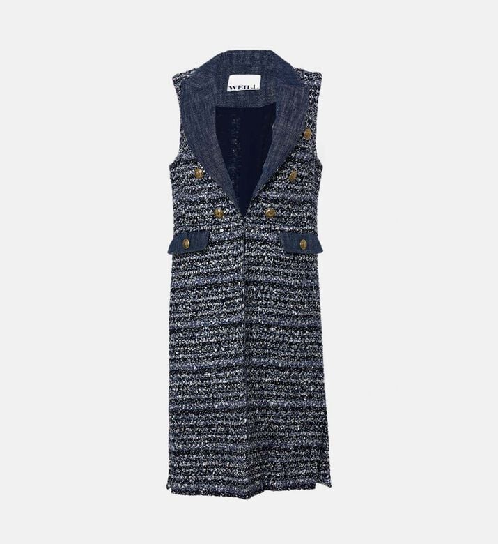 Weill Tweed Denim Sleeveless Vest, Packshot View Weill Tweed Denim Sleeveless Vest, Packshot View