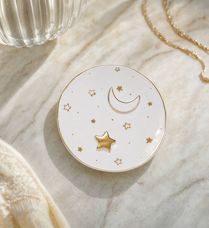 Noorena Moon Gold-accents Trinket Dish, Model View
