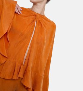 Niluu Ruffle Hem Sleeveless Cape, Model View