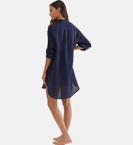 قميص شاطئ بمزيج كتان