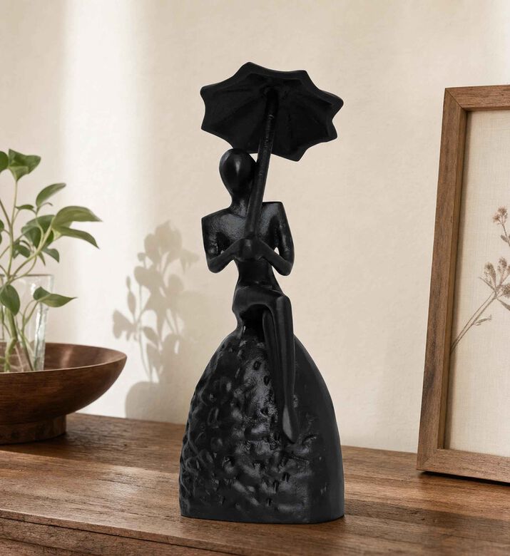 Home Deco and More Lady Umbrella Figurine Sculpture, Model View